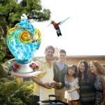 Hummingbird Feeder - Blue Egg with Flowers