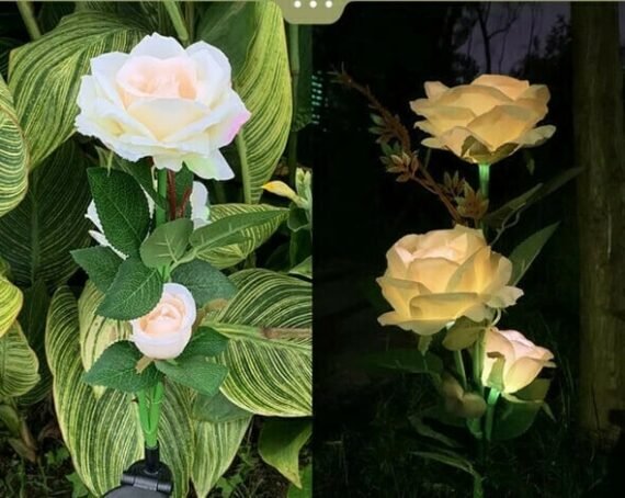 LAST DAY 50% OFF - SPRING ARTIFICIAL ROSE SOLAR GARDEN STAKE LIGHTS