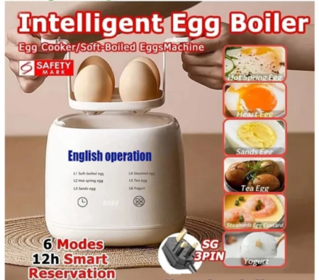 🔥Egg Boiler Household Small Hard Boiled Egg Maker Automatic Power off 7 Modes Breakfast Cooker 3 Pin Plug
