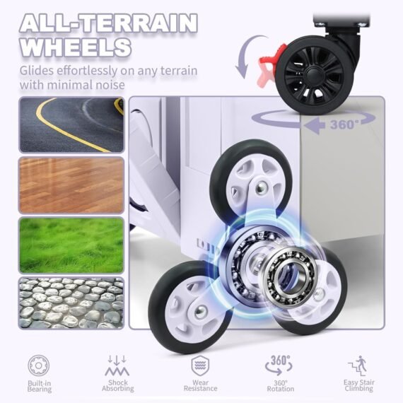 ⚡Clearance Price € 4,99🎁FELICON Folding Climber Utility Cart Rolling Crate Tote on Rotate Wheels with Adjustable Handle Hidden Lid Cup Holder Storage Toolbox for Teacher Office File Move Shop Travel Laundry Grocery