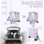 ⚡Clearance Price € 4,99🎁FELICON Folding Climber Utility Cart Rolling Crate Tote on Rotate Wheels with Adjustable Handle Hidden Lid Cup Holder Storage Toolbox for Teacher Office File Move Shop Travel Laundry Grocery